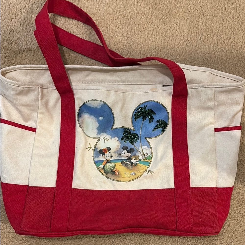 Disney Canvas Tote Bag with Red Accents